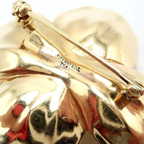 Authentic! Tiffany & Co. 18k Yellow Gold Dogwood Flower Pin Brooch - Picture 7 of 10